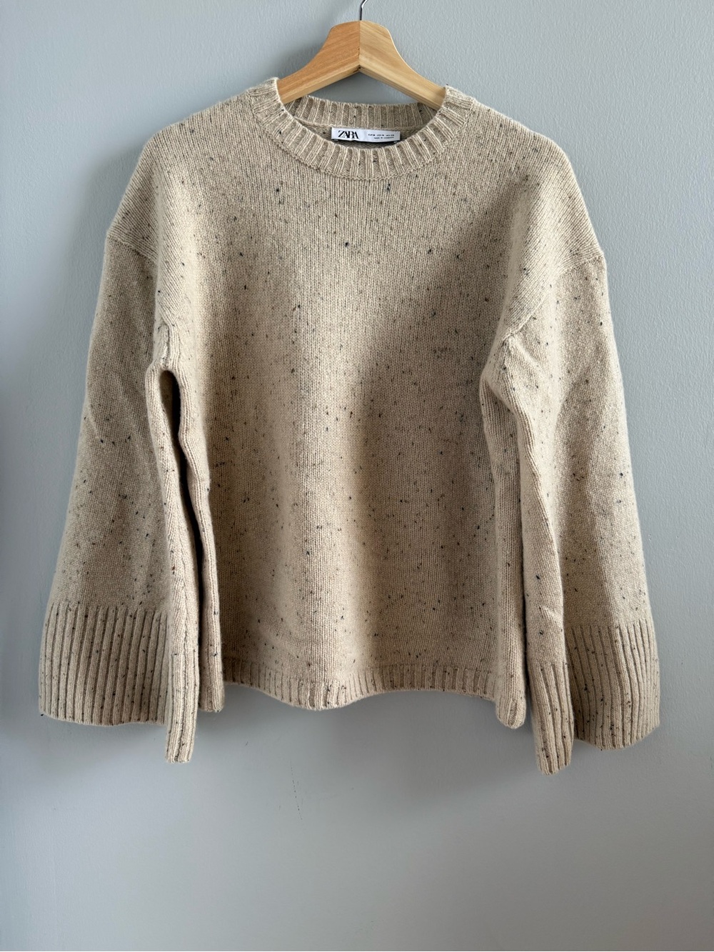 Zara Wool Confetti Sweater with Wide Sleeves